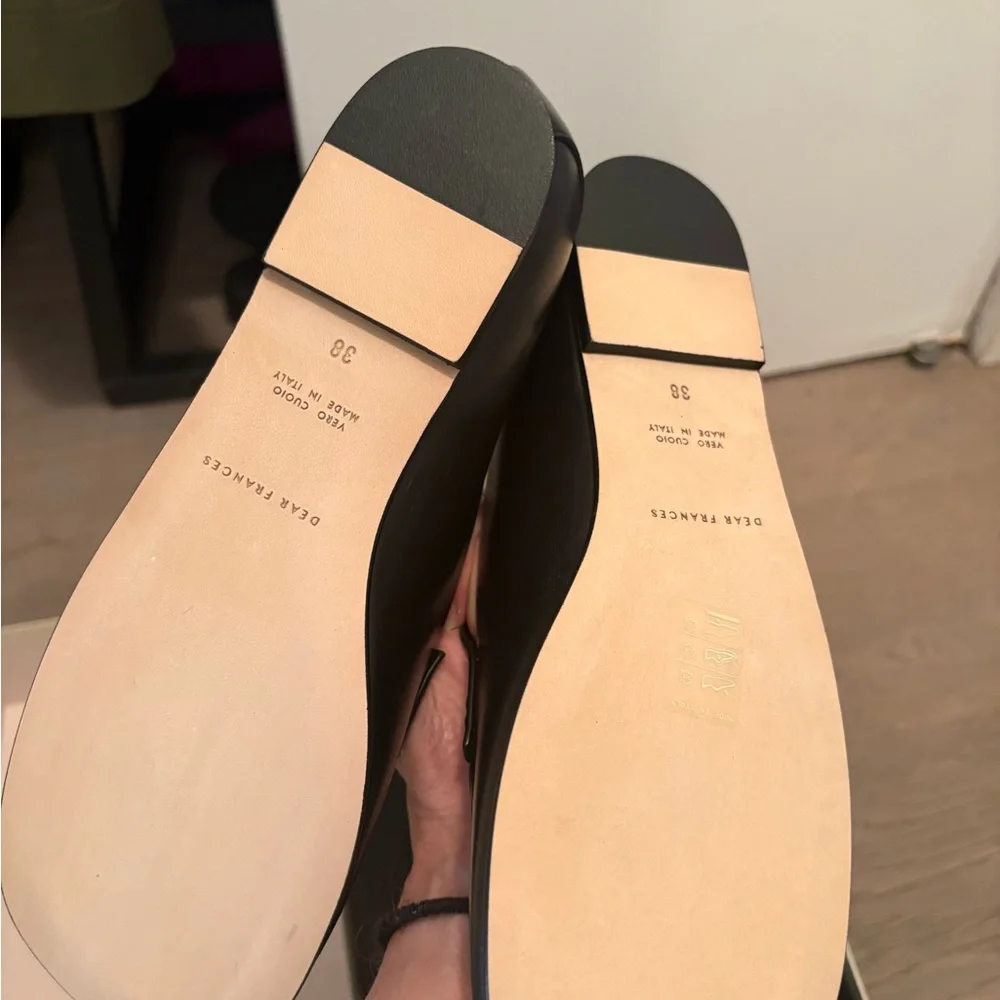 Dear Frances Black Leather Penny Loafers size 38 (size 8 US)